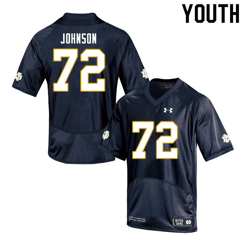 Youth #72 Caleb Johnson Notre Dame Fighting Irish College Football Jerseys Sale-Navy - Click Image to Close